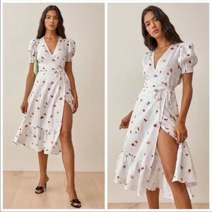 Reformation White Floral High Low Dress